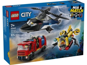 Lego City 60462 Zestaw z helikopterem, wozem strażackim i łodzią podwodną