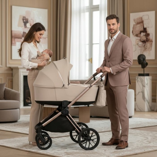 Stylowy wózek Adamex Bianco Champagne Beige 2w1.jpg