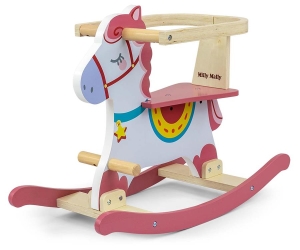 Drewniany konik na biegunach Lucky Pink Milly Mally